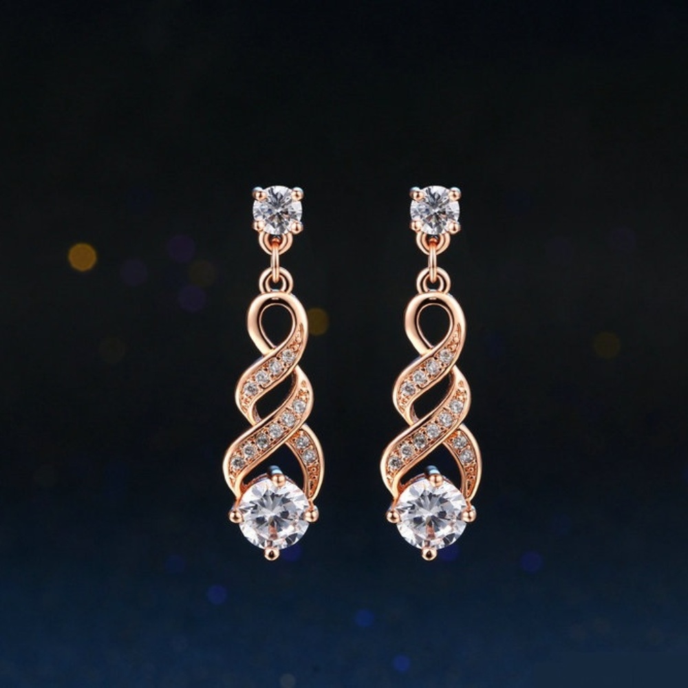 Rose Gold Cubic Zircon Drop/Dangle Earrings